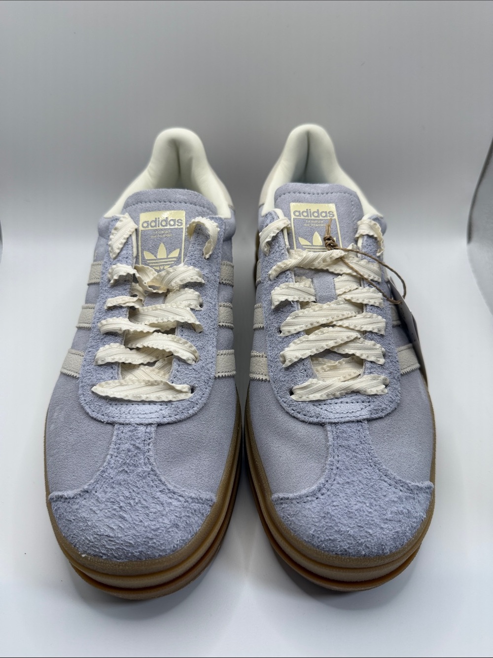 adidas Women’s Lilac Suede Low-Top Sneakers with Cream Stripes